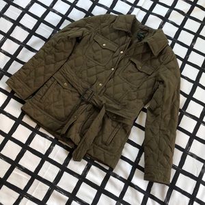 J. Crew Olive Quilted Down Jacket